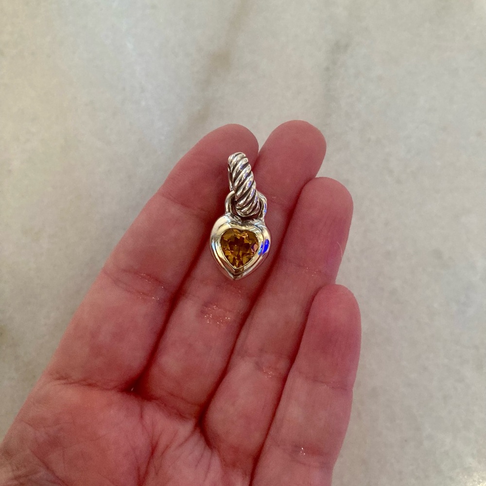 David Yurman Citrine Heart Cable Pendant Enhancer - Picture 12 of 16